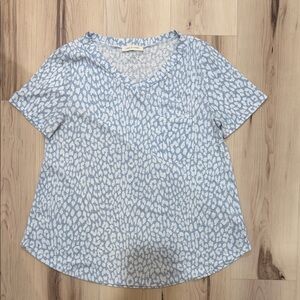 Blue and White Leopard Print Women's Top